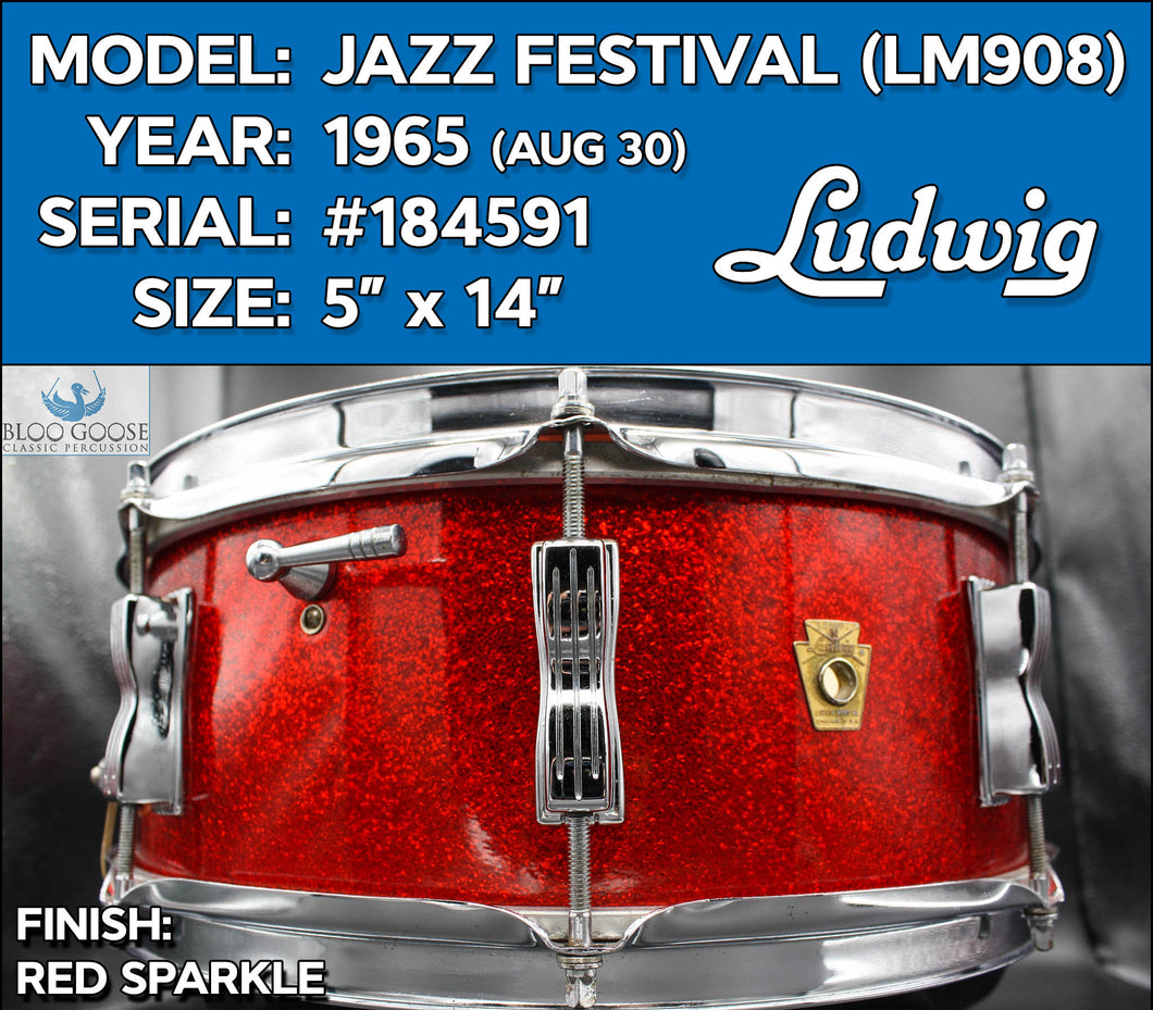 *SOLD* *GORGEOUS* 1965 Ludwig Jazz Festival (LM908) | Red Sparkle