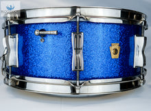 Load image into Gallery viewer, *SOLD* GORGEOUS AND ORIGINAL:  Vintage 1963 Ludwig Blue Sparkle Jazz Festival Snare Drum
