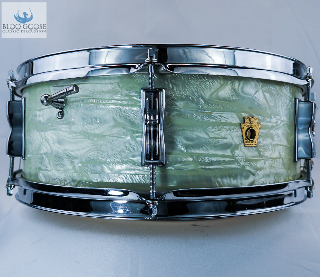 *SOLD* Vintage Ludwig 1965 White Marine Pearl Pioneer Snare Drum