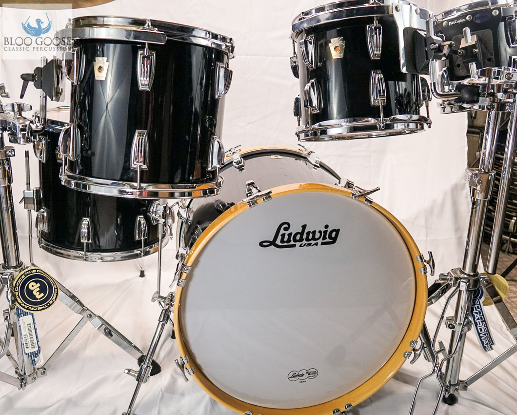 *SOLD* Ludwig Mid-90s Super Classic Black Lacquer 4-Ply Maple Drumset