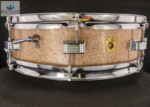 Load image into Gallery viewer, *SOLD* VINTAGE 1967 LUDWIG DOWNBEAT 4x14 SNARE DRUM IN CHAMPAGNE SPARKLE
